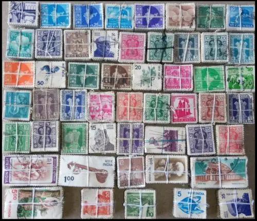 Coleção Exclusiva de 50 Selos Postais Indiano, Todos Diferentes e Preparados para Coleta