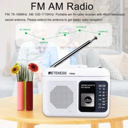 Gravador de voz portátil com microfone externo embutido, rádio de reprodução de cassetes, FM e AM, suporte a gravação - Image 2