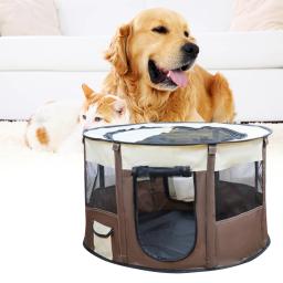 Gaiola do animal de estimação portátil tenda para o cão ao ar livre dobrável casa gaiola gato canil do filhote de cachorro cerca redonda gatos suprimentos de produção - Image 2