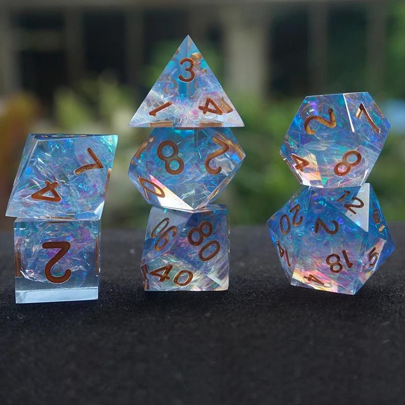 Dado colorido artesanal de 7 espaços, conjunto de dado digital de 7 pol. d20 para jogo de tabuleiro coc, para rpg e crianças - Image 1