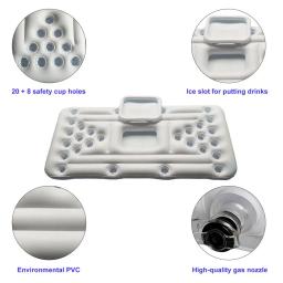 Mesa de drenagem inflável de cerveja, 28 copos de buraco e fileira flutuante de jogos de tênis de mesa, acessórios de piscina - Image 5