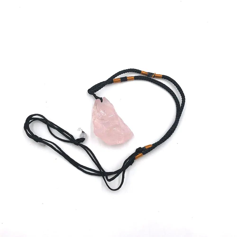Colar com pingente de pedras preciosas reiki, colar natural aleatório pedra bruta de cristal mineral bruto para cura, artesanato da moda, presente rq, 1 peça - Image 1