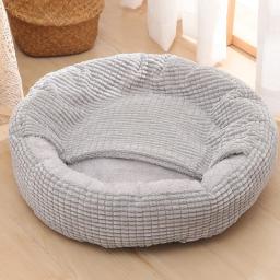 Cama semi-fechada do animal de estimação, cama redonda do animal, velo macio, engrossar o ninho, canil do cão, gato, saco de dormir, sofá acolhedor do filhote - Image 1