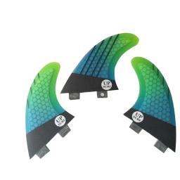 Surf Double Tabs Fins, M Prancha Fin, Honeycomb Fibreglass Fins, Tabs duplos verdes e pretos, Quilhas Fins - Image 2