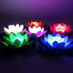 LED Colorido Lótus Artificial Luz, Impermeável, Falso Pond Flores, Folha De Lótus, Lily Lanterna De Água, Decoração Festival, 18cm - Image 1