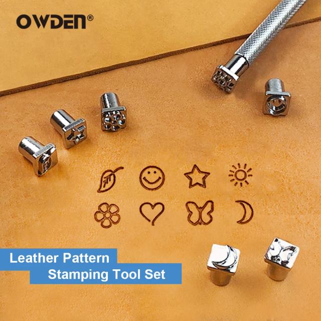 Conjunto de Ferramentas de Estampagem em Couro OWDEN com 9 Peças para DIY e Artes Manuais