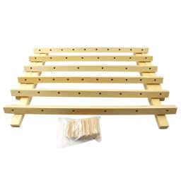 QJH Suporte de linha de madeira com 48 lâminas, rack de linha de costura e bordado e organizador para costura com ganchos pendurados - Image 4