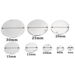 Encantos de Aço Inoxidável para Fazer Jóias, Tag De Cão Redondo, Estampagem Em Branco, Pingentes para Colares Personalizados, DIY, 6-30mm, 10-50Pcs - Image 3