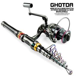 Ghotda superhard telescópica haste de carbono e carretel conjunto 1.8-3.6m relação de engrenagem: 5.2:1 carretel de pesca de grande resistência - Image 3