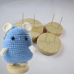 Conjunto de 4 crochê amigurumi suporte base madeira mão artesanato feltro arte pano boneca suporte diy ferramenta acessórios - Image 1