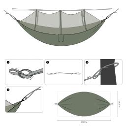 Hammock ao ar livre com Mosquiteiro, Camping pendurado cama de dormir, Swing portátil do jardim, cadeira dupla, Parachute, pessoa dupla - Image 5