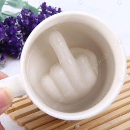 Novidade design criativo estilo dedo médio branco, novidade, mistura de café, leite, caneca engraçada de cerâmica, capacidade suficiente, copo de água - Image 5