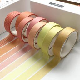AYRON-Conjunto De Fita Retro Washi, Cor Sólida, Decoração Básica, Scrapbook DIY, Adesivo Bonito, Fita Adesiva Kawaii, Material Escolar, Conjunto de 8Pcs - Image 5