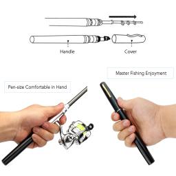 Mini caneta de bolso, vara de pesca portátil de liga de alumínio com isca + carretel, conjunto de combos de pesca, 1m/1.4m - Image 2