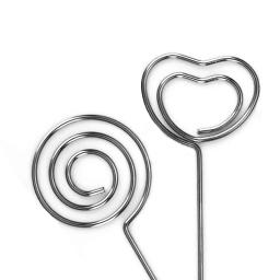 Clipe para cartões de metal, 60 peças, clipe de metal para notas, porta cartões, número da mesa, foto, suporte para festa de casamento, decoração de bolo, redondo e coração - Image 2