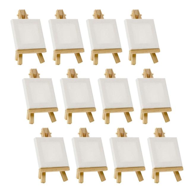 Kit de Pintura em Mini Tela para Artistas com 12 Mini Telas de 3x3 polegadas e Acessórios para Criação Artística