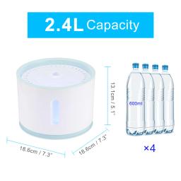 bebedouro gato fonte de água elétrica com LED automática, para gatos e cachorros, 2,4L, bebedouro USB silencioso para pets, tigela de água alimentadora tipo dispenser, para felinos - Image 4