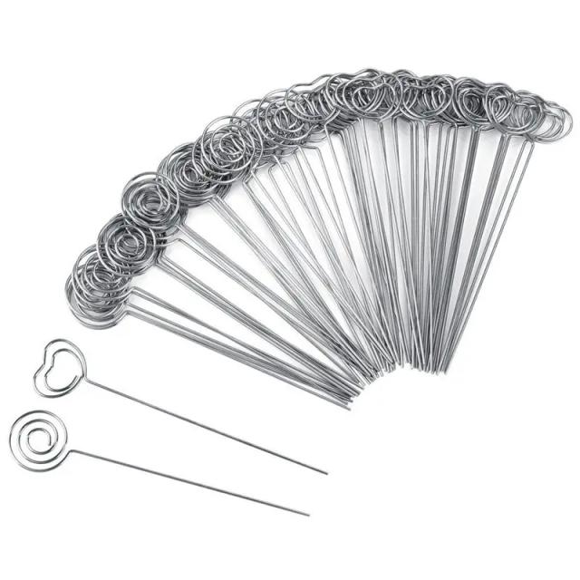 Conjunto de 60 Clips de Metal para Cartões e Notas - Porta-Cartões Redondos e em Forma de Coração para Decoração de Eventos e Casamentos