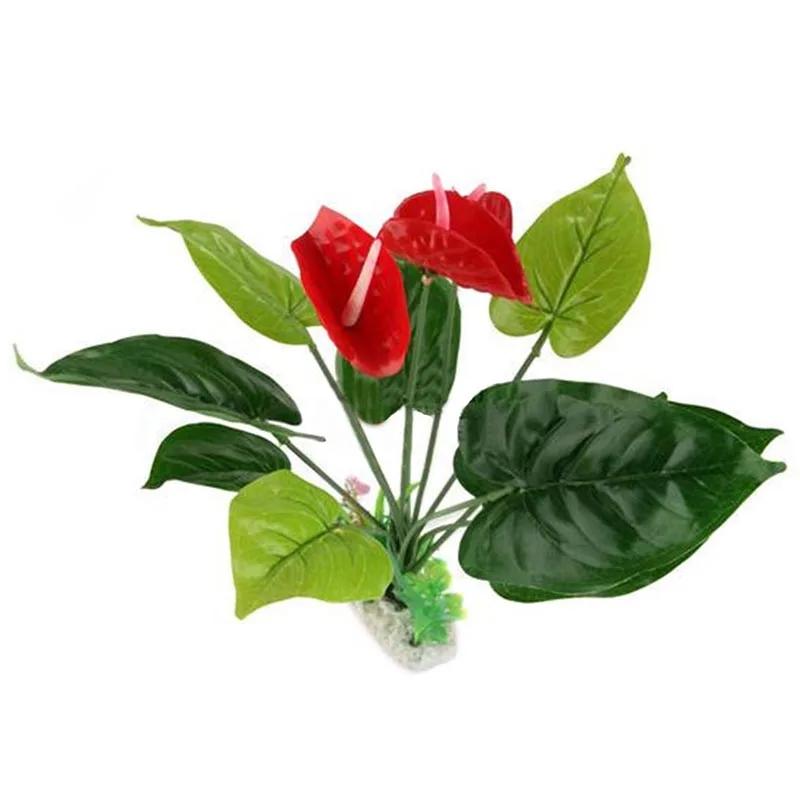 Plástico antúrio bush base de rocha réptil terrário vivarium decoração planta - Image 1