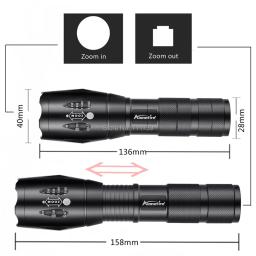Poderosa lanterna led recarregável ultra brilhante tocha t6/l2/v6 zoomable led lanterna de acampamento ao ar livre luz led tocha lâmpada - Image 3