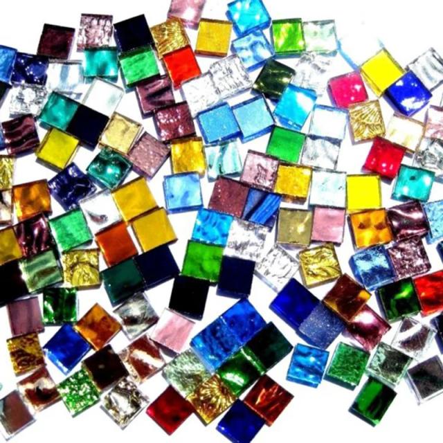 Telhas Quadradas de Mosaico de Vidro Transparente para Artesanato DIY - 100g em Várias Cores para Criar Incríveis Puzzles e Projetos Manuais