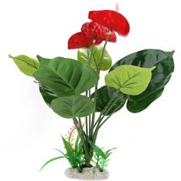 Plástico antúrio bush base de rocha réptil terrário vivarium decoração planta - Image 2