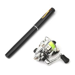 Mini caneta de bolso, vara de pesca portátil de liga de alumínio com isca + carretel, conjunto de combos de pesca, 1m/1.4m - Image 6