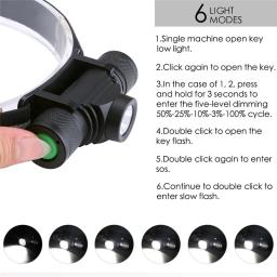 Lanterna de cabeça para acampamento, lanterna de cabeça com 6 modos usb recarregável, luz quente para pesca noturna, 1 x segundo - Image 3