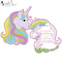 Convite com tema de unicórnio e arco-íris, material para festa de aniversário, decoração de festas infantis, evento para aniversário - Image 1