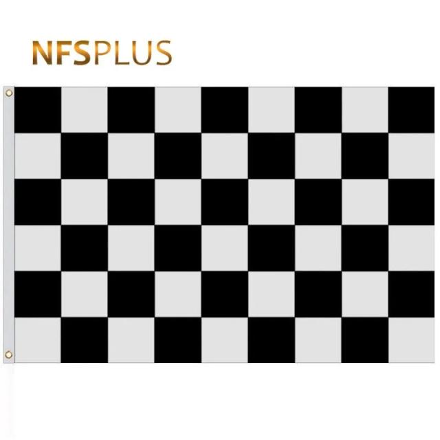 Bandeira Quadriculada F1 90x150cm em Poliester Preto e Branco para Decorar Carros e Eventos Automotivos