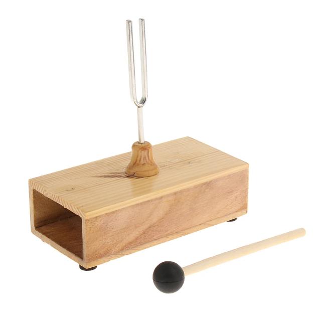 Tuning Fork com Caixa Ressonante de Madeira: Instrumento Musical para Estudo Acústico a 440Hz