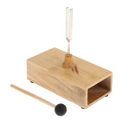 Tuning fork com caixa ressonante de madeira, instrumento musical, estudo acústico, 440Hz - Image 2