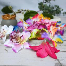 Cabeças de flor de seda para casamento, 30/100 peças artificiais tailandesas orquídeas presente caixa a91 casamento decoração floral - Image 5