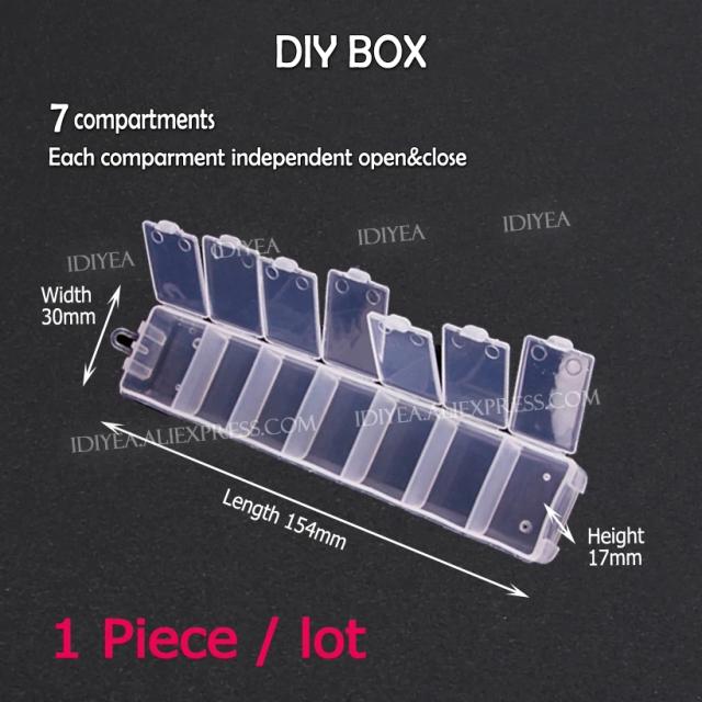 Caixa de Armazenamento Portátil com 7 Compartimentos para Nail Art e Acessórios de Artesanato