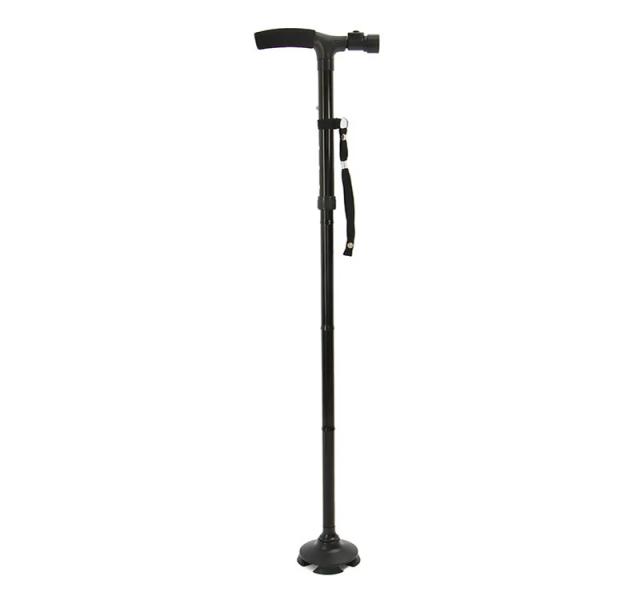 Bastão de Caminhada Iluminado com Luz LED e T-Handle Dobrável para Idosos e Trekking