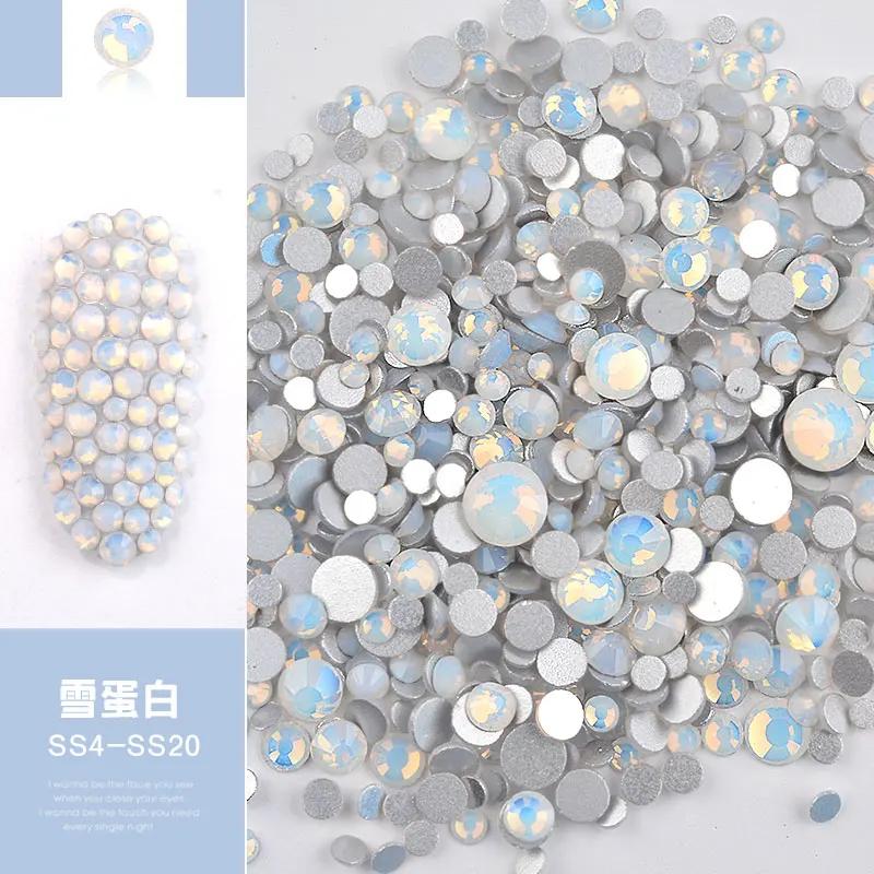 Pedras preciosas de opala mista, cristal de vidro com costas planas e enfeites de zircônia para decoração de arte de unhas - Image 1