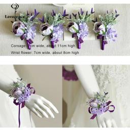 Lovegrace pulseiras ornamentais, bracelete corsage, madrinhas e outras ocasiões, broche de lapela com flor artificial, moda masculina para casamento - Image 5