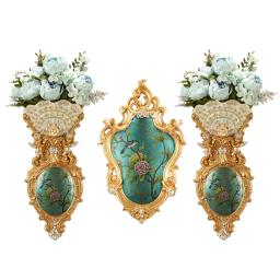 Europa luxo diamante floral anjo parede pendurado vaso de resina artesanato decoração casa parede vaso de flores mural restaurante ornamento - Image 5