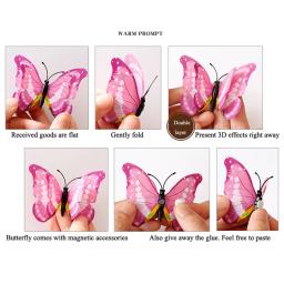 Novo 12 pçs/set 3d dupla camada pteris borboleta adesivos de parede decoração para casa borboletas coloridas na parede ímã decalques geladeira - Image 3