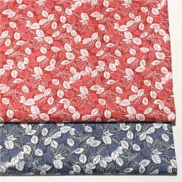 Tecido de algodão estampado com folhas, folhas, vermelho e cinza, para costura, faça você mesmo, acolchoado, 50x160cm - Image 1