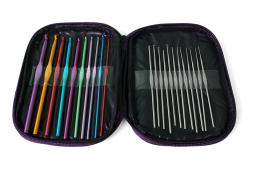 Conjunto de agulhas de gancho de crochê de alumínio de cores mistas 22 peças para kit de ferramentas de fio de tricô DIY com estojo - Image 4
