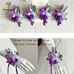 Lovegrace pulseiras ornamentais, bracelete corsage, madrinhas e outras ocasiões, broche de lapela com flor artificial, moda masculina para casamento - Image 2
