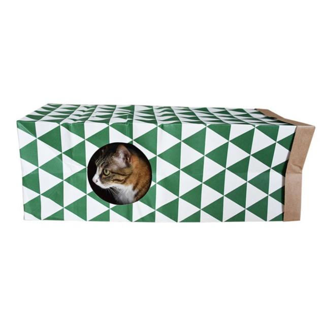 Túnel Criativo de Papel Kraft para Gatos - Brinquedo Interativo em Saco de Papel para Suprir as Necessidades do Seu Pet
