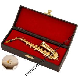 Saxofone em miniatura com acessórios decorativos, mini saxofone com suporte de metal, ornamentos decorativos, alto tenor, presentes, instrumentos musicais em miniatura - Image 3