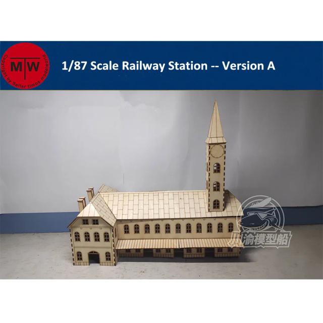 Kit DIY de Montagem para Plataforma Ferroviária em Escala 1/87 - Cena de Exibição em Madeira