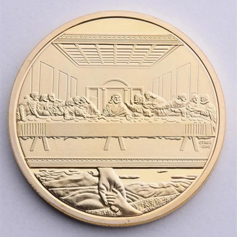 Moeda comemorativa de jesus, coleção de moedas comemorativas, presentes, liga, lembrança, moeda banhada a ouro, metal, imitação antiga - Image 1