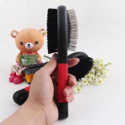 Dupla Face Escova De Cabelo Longo Para Animais De Estimação, Punho De Plástico, Pente De Cachorro, Cachorro, Massagem De Gato, Escova De Banho, Multifunções Ferramenta De Higiene, 1Pc - Image 4