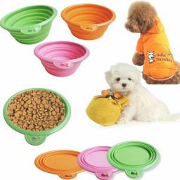 Tigela dobrável de silicone para pet, portátil, cão, gato, animal de estimação, tigela de alimentação para viagem, prato de água, alimentador, tigela dobrável - Image 1