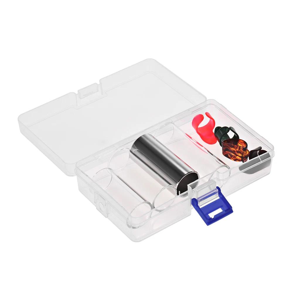 Conjunto de slides para guitarra, com slides de vidro, aço inoxidável, 4 peças, polegar, palhetas para armazenamento, acessórios para guitarra - Image 1
