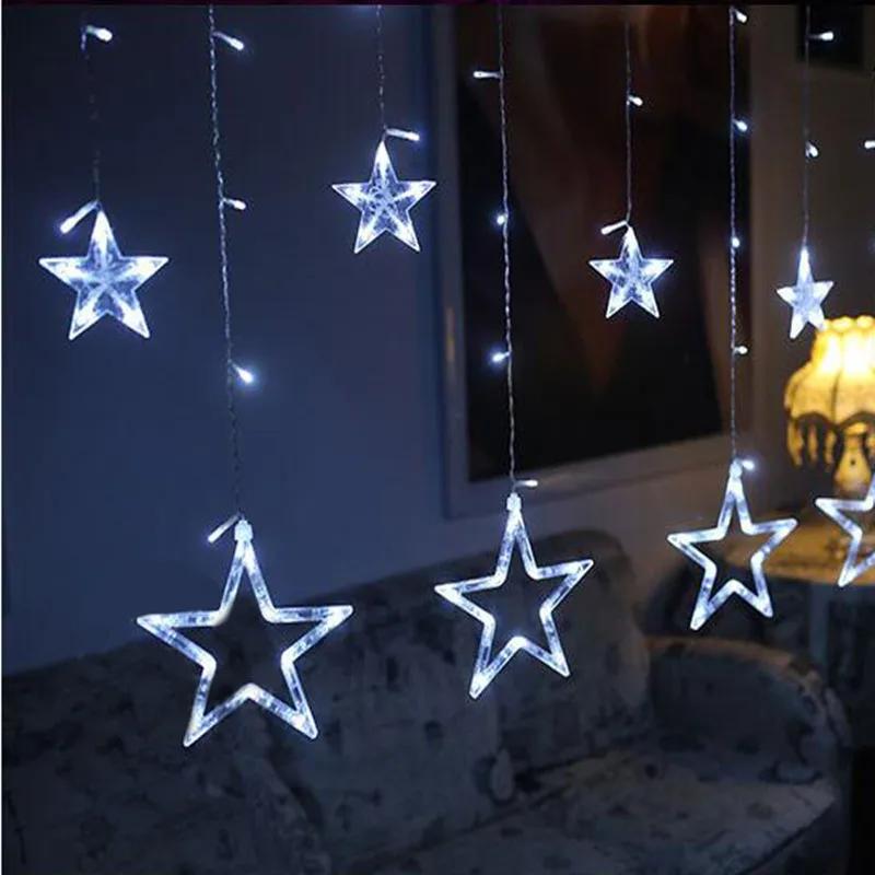 Cortinas com luzes de led para decoração, 2.5m, 138, estrelas, luz de fadas, natal, guirlanda ue, 220v, para casamento, casa, festa, aniversário, decoração - Image 1